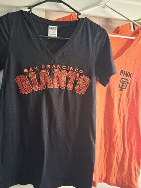 Victoria's Secret PINK Y2K MLB GIANTS Shirt Sequins Bling Spellout L